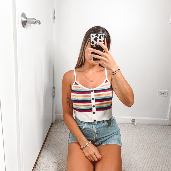 American Eagle Outfitters Tops - American Eagle Colorful Striped Crop Top
